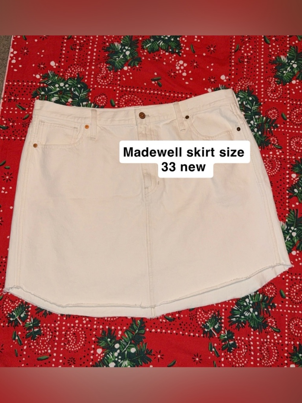 Madewell Cream White Denim Mini Skirt